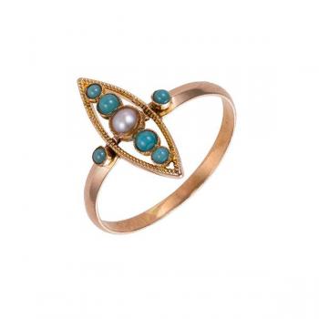 Tyrkysový prsten ze žlutého zlata Tyrkysový prsten ze žlutého zlata
