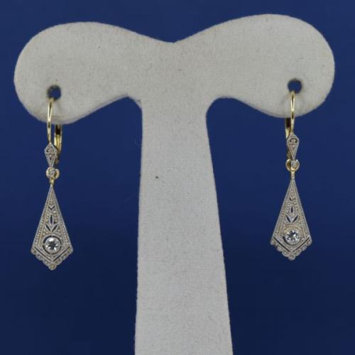 Au 585/1000/ 2,60 g, brilianty starého brusu 2 x 0,07 ct, Art Deco Au 585/1000/ 2,60 g, brilianty starého brusu 2 x 0,07 ct, Art Deco