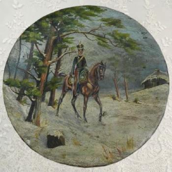 Malovaný talíř, voják na koni - Rusko Malovaný talíř, voják na koni - Rusko