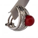 STŘÍBRNÉ NÁUŠNICE S KORÁLEM STŘÍBRNÉ NÁUŠNICE S KORÁLEM