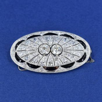 Zlatá art deco brož s brilianty Zlatá art deco brož s brilianty