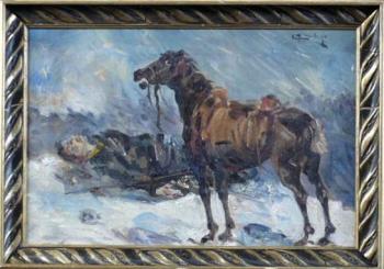 Raněný voják s koněm Raněný voják s koněm