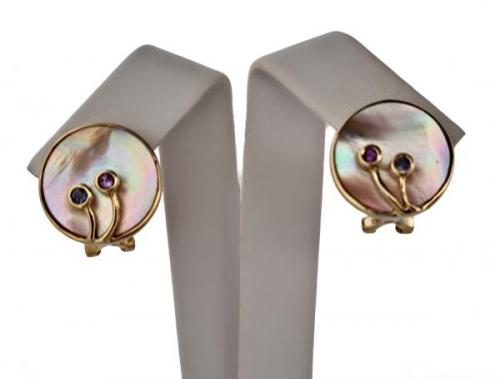 ZLATÉ NÁUŠNICE ”PERLEŤOVÉ KNOFLÍČKY” S KYTIČKAMI  ZLATÉ NÁUŠNICE ”PERLEŤOVÉ KNOFLÍČKY” S KYTIČKAMI