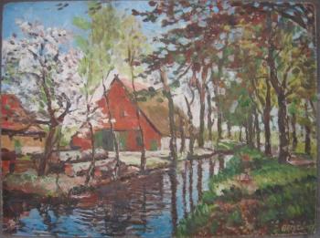 Götz Zdeněk : Chalupa u potoka, dat. 1967  Götz Zdeněk : Chalupa u potoka, dat. 1967