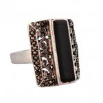 STŘÍBRNÝ ART DECO PRSTEN S ONYXEM A MARKAZITY STŘÍBRNÝ ART DECO PRSTEN S ONYXEM A MARKAZITY