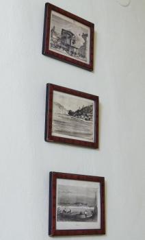 Sada 3 starých grafik v mahagonových rámech 19. st Sada 3 starých grafik v mahagonových rámech 19. st