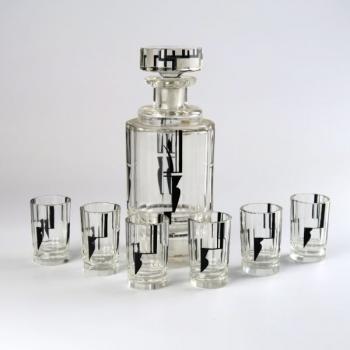 Artd Deco karafa se 6 odlivkami na likér Artd Deco karafa se 6 odlivkami na likér