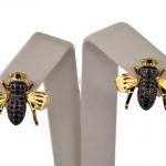 STŘÍBRNÉ  NÁUŠNICE ”VČELIČKY” S BROUŠENÝMI ONYXY STŘÍBRNÉ  NÁUŠNICE ”VČELIČKY” S BROUŠENÝMI ONYXY