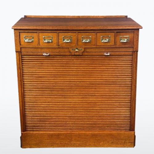 Roletový registr, 1920s, dub, mosaz Roletový registr, 1920s, dub, mosaz