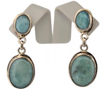 Stříbrné visací náušnice s larimarem Stříbrné visací náušnice s larimarem