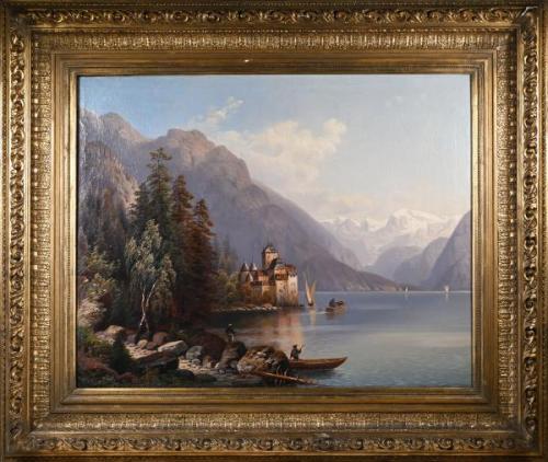 A.Forstmann : Pohled na zámek u jezera A.Forstmann : Pohled na zámek u jezera