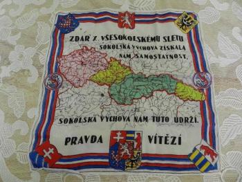 Vojenský šátek, Sokol - Československo, 1938 Vojenský šátek, Sokol - Československo, 1938