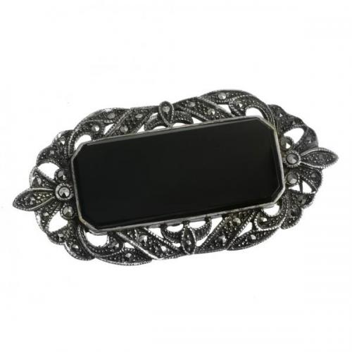 Stříbrná art-deco brož Stříbrná art-deco brož