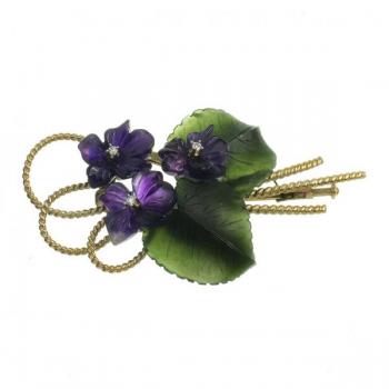 Zlatá brož ve tvaru fialky Zlatá brož ve tvaru fialky