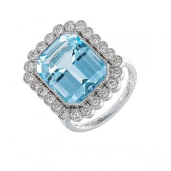 Zlatý prsten s přírodním topazem a diamanty Zlatý prsten s přírodním topazem a diamanty