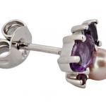 Stříbrné náušnice s tanzanitem, perlou, ametystem  Stříbrné náušnice s tanzanitem, perlou, ametystem