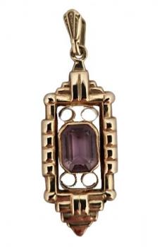 Art Deco zlatý přívěs s ametystem Art Deco zlatý přívěs s ametystem