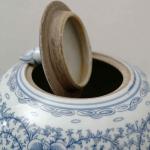 Čínské párové zásobnice s víky, kobaltová podglazu Čínské párové zásobnice s víky, kobaltová podglazu