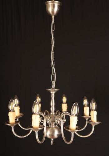 Nízký osmiramenný lustr z bílé mosazi Nízký osmiramenný lustr z bílé mosazi