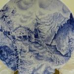 Kameninový kobaltový talíř Kameninový kobaltový talíř