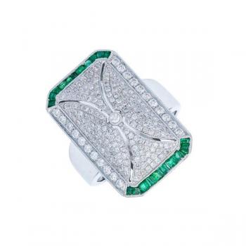 Luxusní diamantový prsten 0,90 ct se smaragdy 0,45 Luxusní diamantový prsten 0,90 ct se smaragdy 0,45