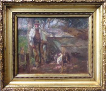 Harry Fiedler ( 1856-1935 ) - U kurníku Harry Fiedler ( 1856-1935 ) - U kurníku