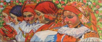 Dívky v kroji, sign. R.H. Dívky v kroji, sign. R.H.