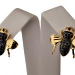 STŘÍBRNÉ  NÁUŠNICE ”VČELIČKY” S BROUŠENÝMI ONYXY STŘÍBRNÉ  NÁUŠNICE ”VČELIČKY” S BROUŠENÝMI ONYXY