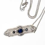 Luxusní briliantový náhrdelník se safírem,Art Deco Luxusní briliantový náhrdelník se safírem,Art Deco