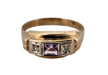 ZLATÝ PRSTEN ART DECO S AMETYSTEM A DIAMANTY ZLATÝ PRSTEN ART DECO S AMETYSTEM A DIAMANTY