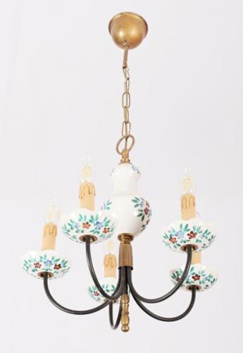 Malovaný porcelánový lustr. Pětiramenný Malovaný porcelánový lustr. Pětiramenný