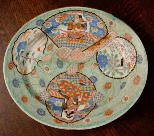 Japonský ručně malovaný porcelánový talíř, Kutani Japonský ručně malovaný porcelánový talíř, Kutani