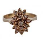 Zlatý diamantový prsten květinka z diamantů Zlatý diamantový prsten květinka z diamantů