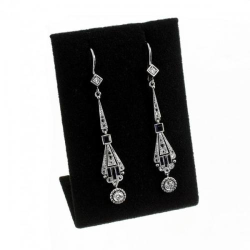 Zlaté náušnice se safíry a brilianty Zlaté náušnice se safíry a brilianty