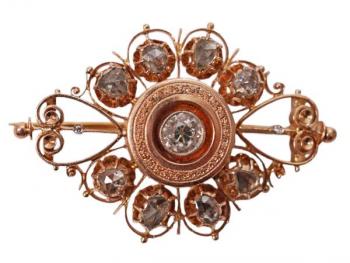 Zlatá brož s brilianty Zlatá brož s brilianty