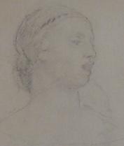 Vladimír Stříbrný - Skica dívky z profilu Vladimír Stříbrný - Skica dívky z profilu
