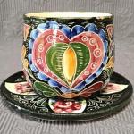 Šálek s podšálkem, ruční malba, zn. Klenčí Šálek s podšálkem, ruční malba, zn. Klenčí