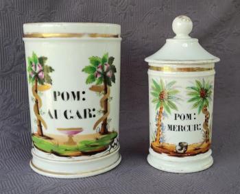 Lékárenské dózy z období biedermeieru ( 2 ks ) Lékárenské dózy z období biedermeieru ( 2 ks )