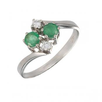 Zlatý prsten s přírodními smaragdy a diamanty Zlatý prsten s přírodními smaragdy a diamanty