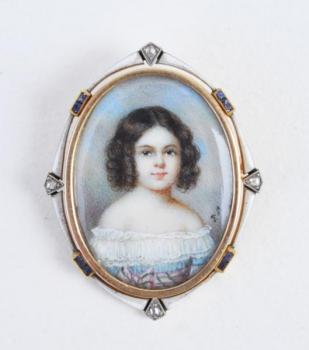 Zlatá brož s miniaturou dívky Zlatá brož s miniaturou dívky