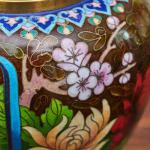 Cloisonné vázy – hnědé, ručně zdobené Cloisonné vázy – hnědé, ručně zdobené