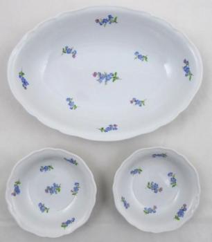 Mísa a dvě misky s pomněnkami - Míšeň Mísa a dvě misky s pomněnkami - Míšeň