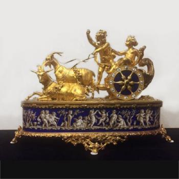 Bronzové hodiny s porcelánem Alphonse Giroux Bronzové hodiny s porcelánem Alphonse Giroux