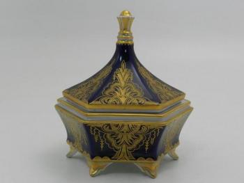 Zlacená kubistická Dóza Cukřenka Slavkov 1932 Zlacená kubistická Dóza Cukřenka Slavkov 1932