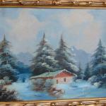 Obraz zimní krajina ve Florentinském rámu Obraz zimní krajina ve Florentinském rámu