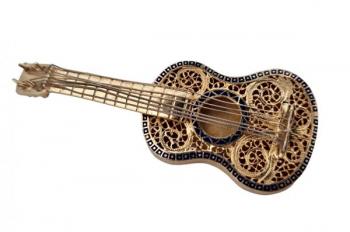 STŘÍBRNÁ SILNĚ ZLACENÁ BROŽ - KYTARA STŘÍBRNÁ SILNĚ ZLACENÁ BROŽ - KYTARA