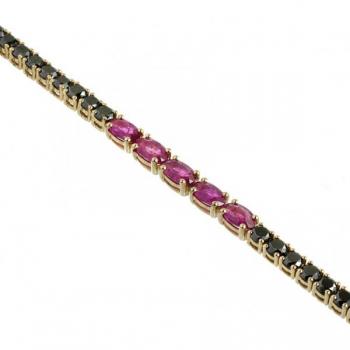 Zlatý náramek s rubíny a černými brilianty Zlatý náramek s rubíny a černými brilianty