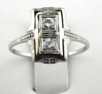 Zlatý art deco prsten s přírodními diamanty 0,15ct Zlatý art deco prsten s přírodními diamanty 0,15ct