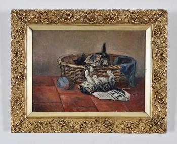 Hrající si koťata. Olej. 57 X 72 cm Hrající si koťata. Olej. 57 X 72 cm