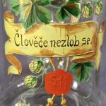 Pivní korbel malovaný s pečetí - Člověče nezlob se Pivní korbel malovaný s pečetí - Člověče nezlob se